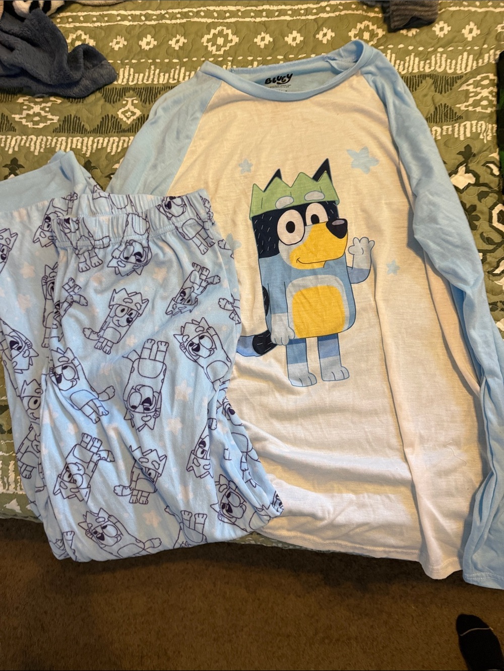 Bluey adult Pajama Set with Cartoon Dog Character - Bluey Style